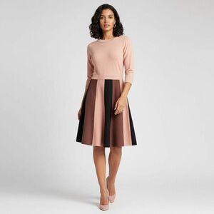NWOT  Boden Rose Gold Long Sleeve Fit and Flare Dress